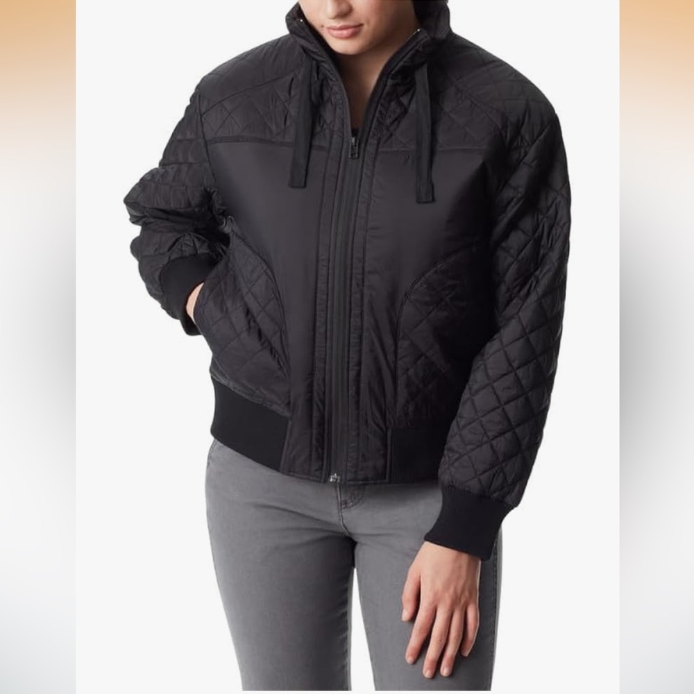 NWT!  G.H. Bass Outdoor Black Quilted Trim Zip Bomber Jacket Size Medium